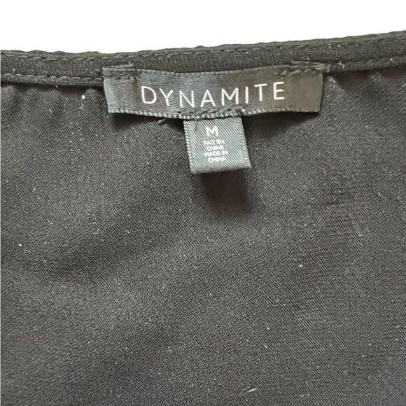 DYNAMITE Black V Neck Short Sleeve Dressy Top M - Picture 7 of 8